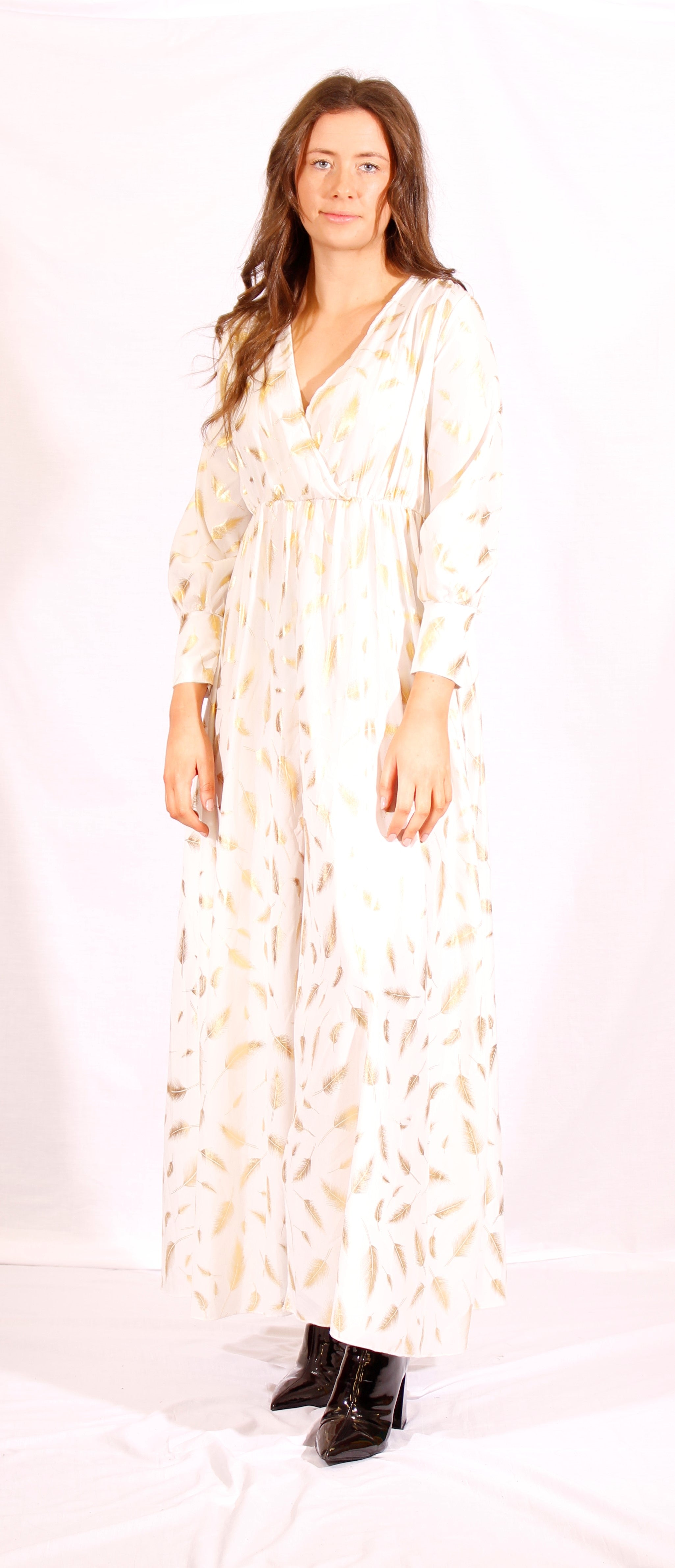 1990's white and gold summer dress