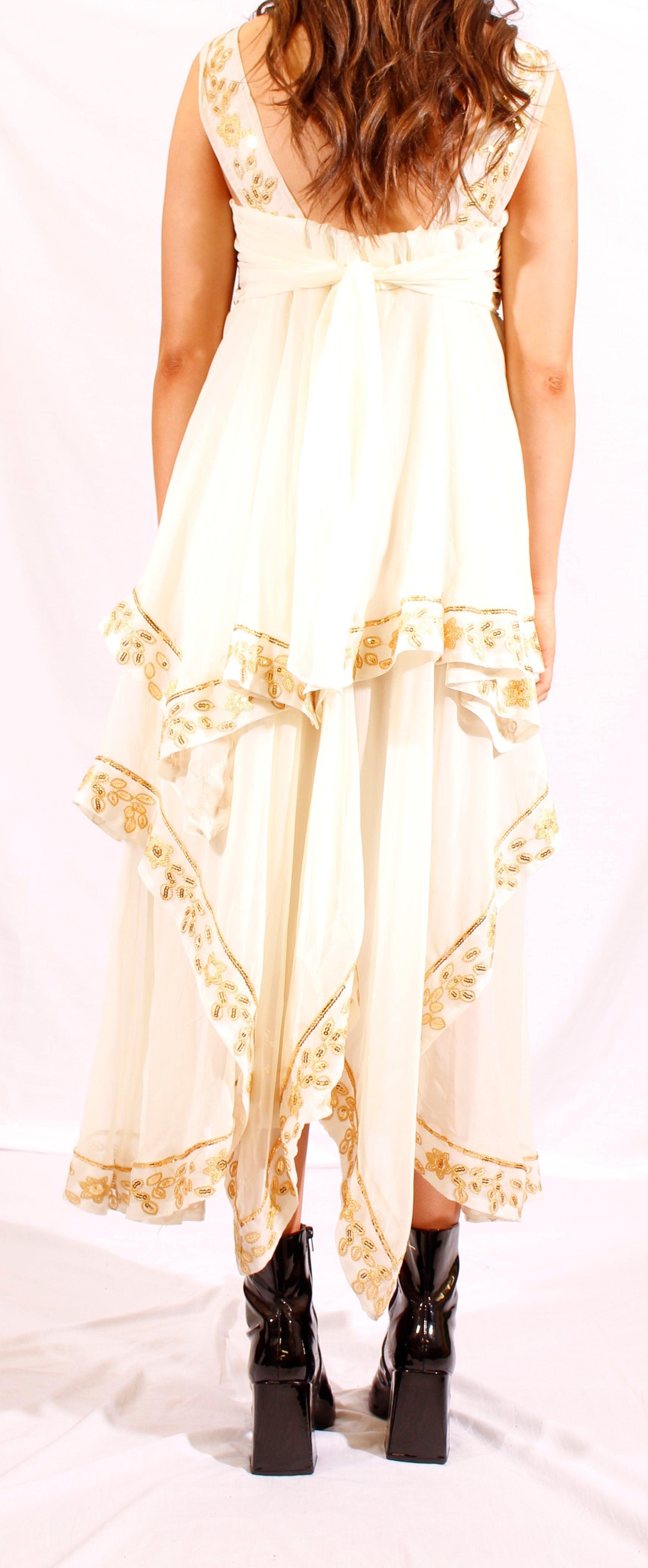 1970's cream and gold embroidered Grecian style dress BellaBean Vintage 1970's cream and gold embroidered Grecian style dress BellaBean Vintage