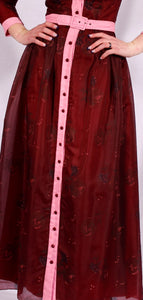 1970's burgundy maxi dress