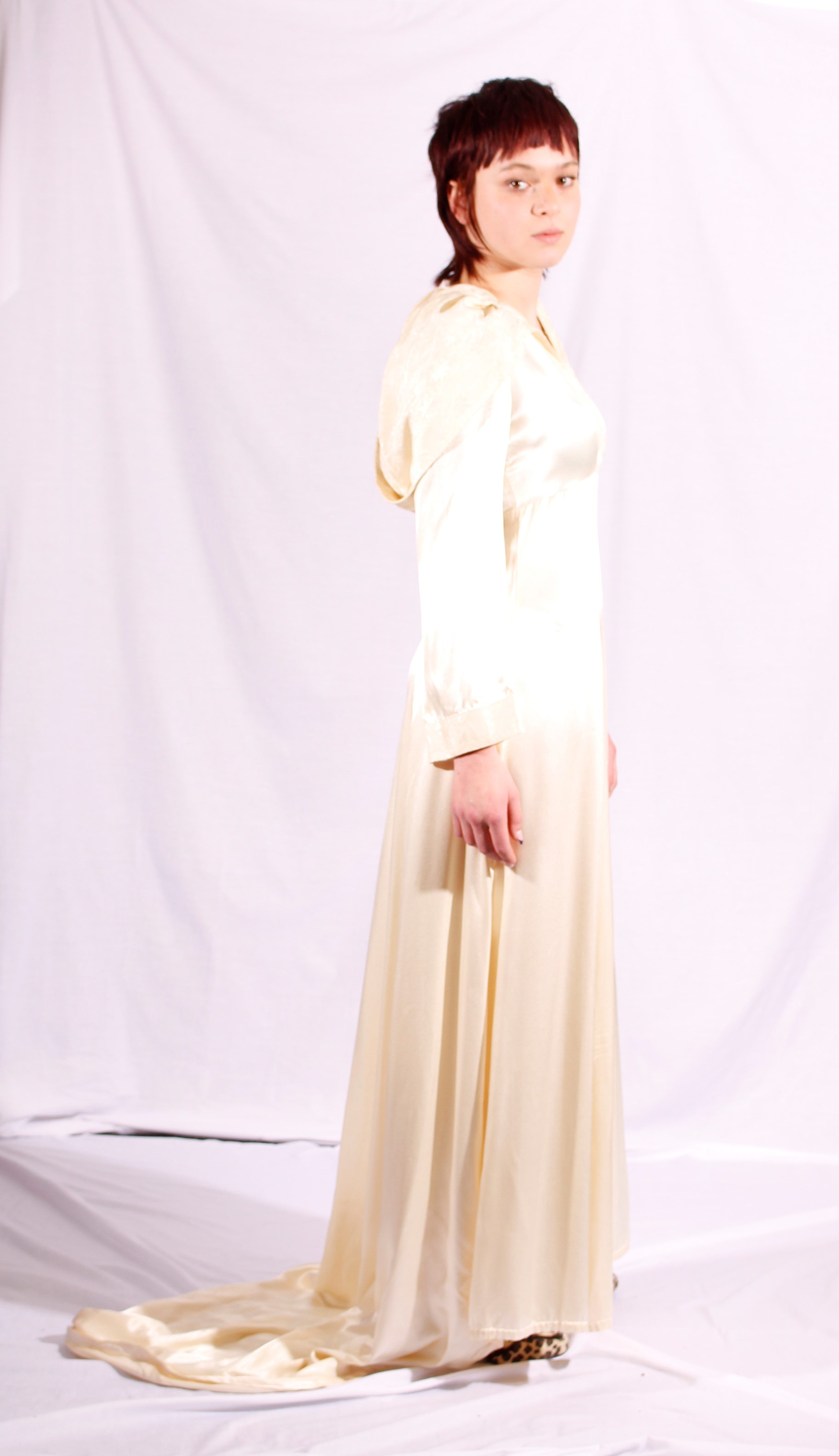 1970's hooded wedding dress