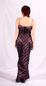 1930's plum and black striped silk gown