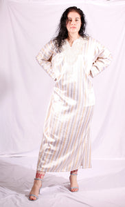 1970's white, silver and gold kaftan