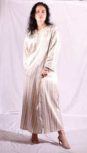 1970's white, silver and gold kaftan